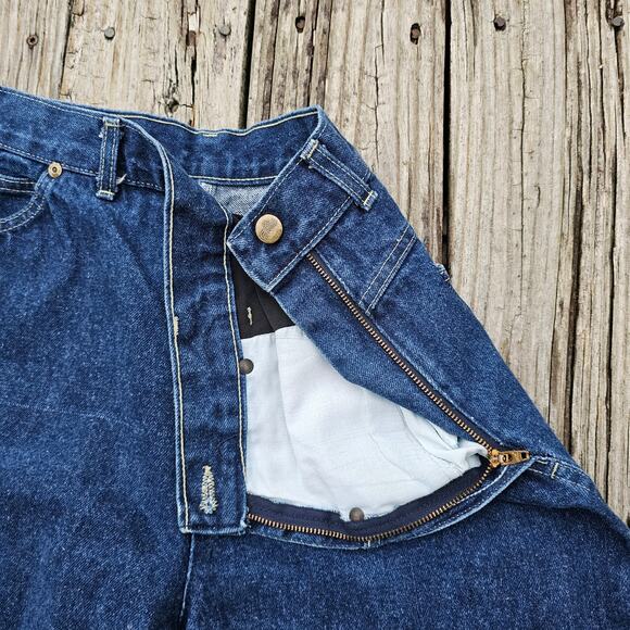 VTG SIDE Zip Jeans Chic Size 16 Dark Stone Wash Denim Vintage 90s High Rise - Picture 1 of 11